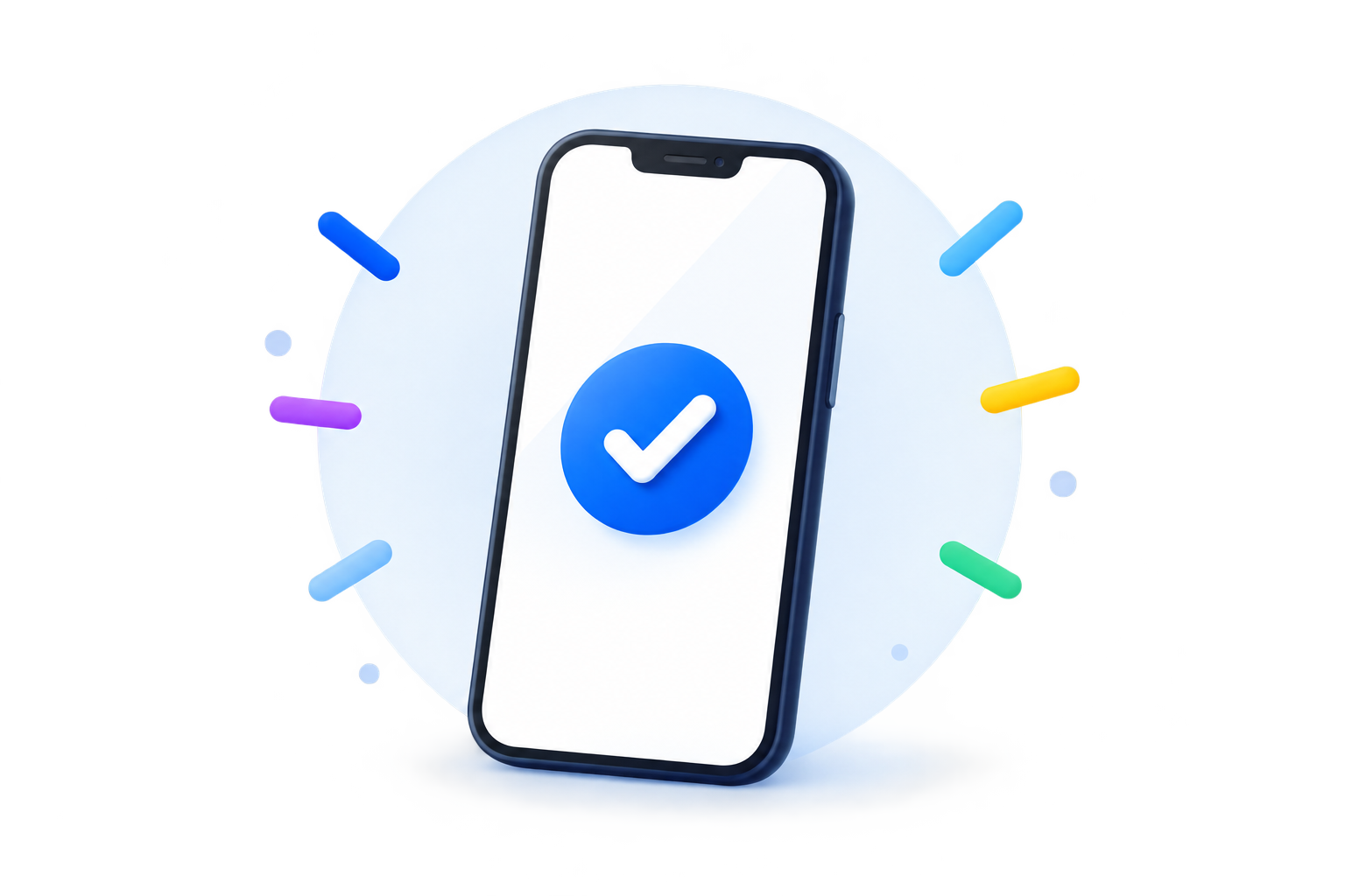 Téléphone affichant une coche de validation