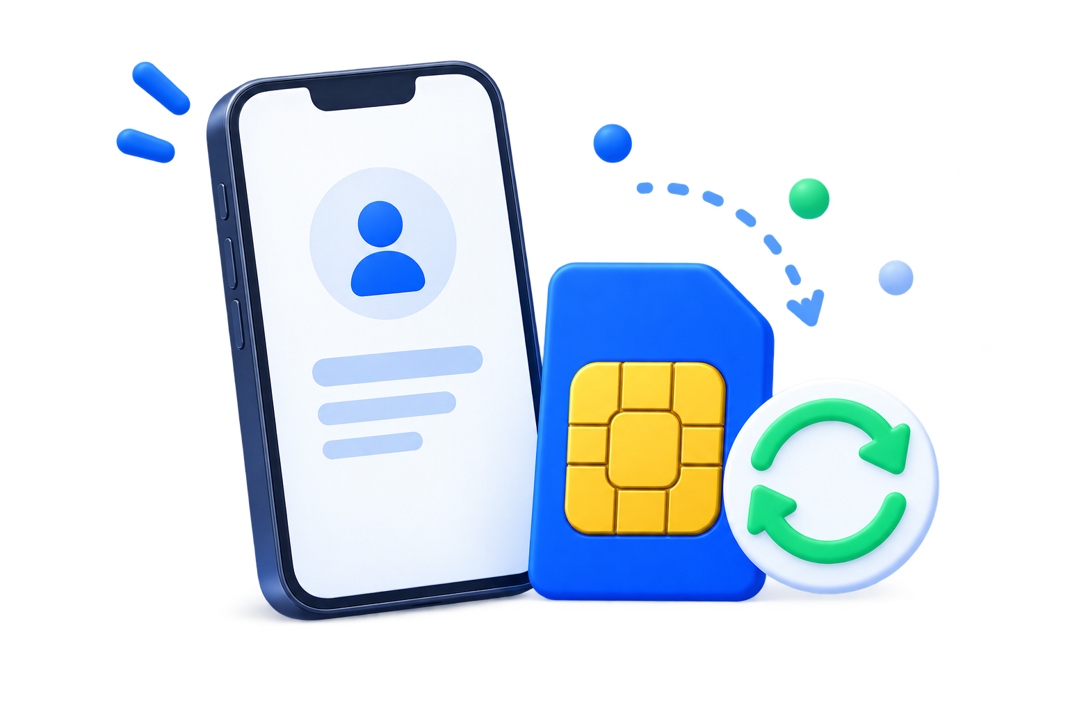 Téléphone et carte SIM avec flèches de bascule