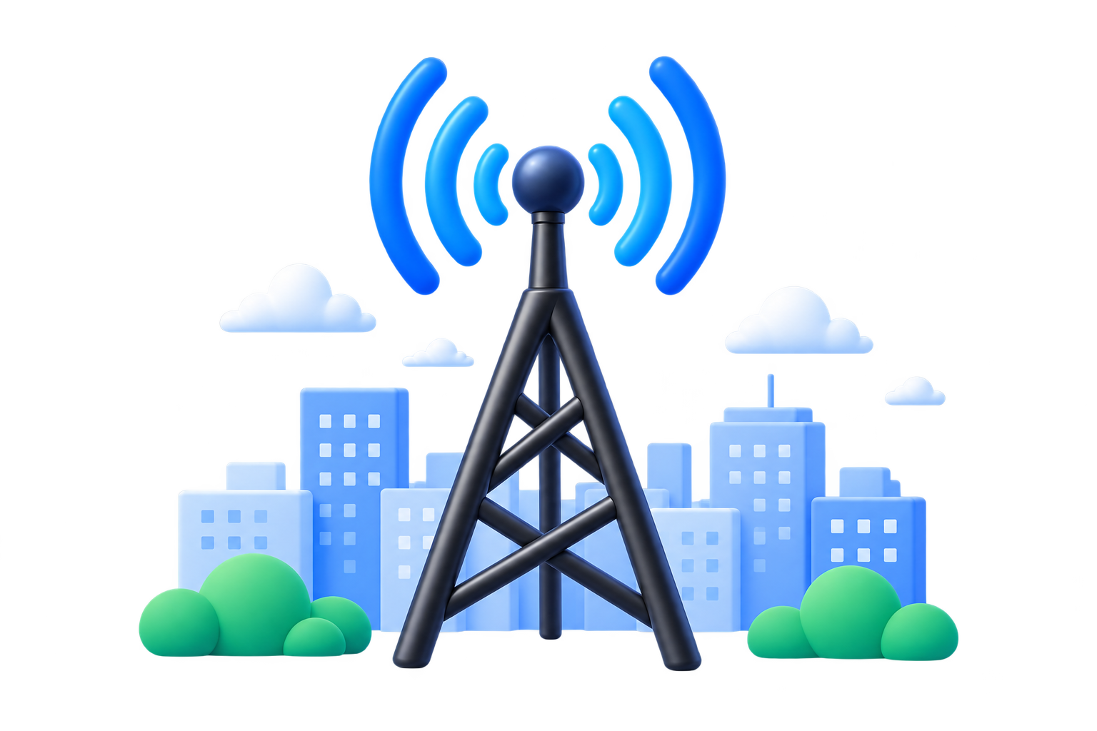 Antenne relais devant une ville