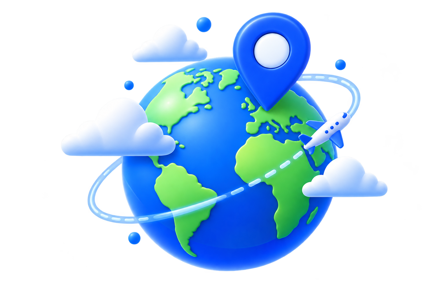 Globe terrestre avec avion et repère