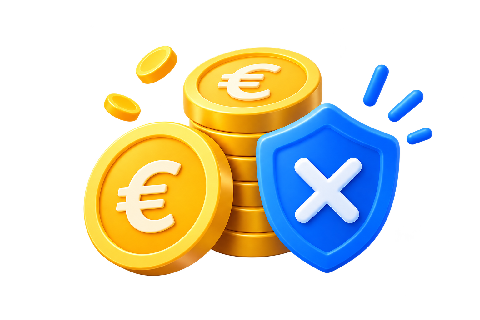 Pièces en euros et bouclier
